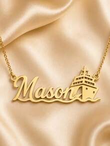 Personalized Custom Name Anchor Ship Necklace, Stainless Steel Pendant, Couple Commemorative Gift, Creative English Name Letter Necklace, Ocean Captain Sailor Style Jewelry, Birthday Gift, Anniversary, Friendship And Family Gift - Multicolor - View 8