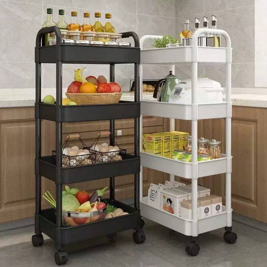 3-Tier And 4-Tier Waterproof Multi-Function Rolling Storage Cart - Versatile Storage Box For Home And Outdoor Camping - Multicolor - View 1