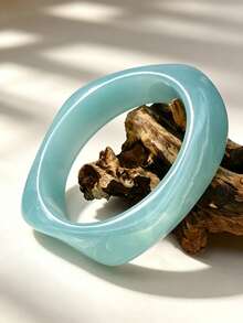 3pcs/1pc Y2k Transparent Resin Bracelets, Sparkly Multi-Element Geometric Design, Retro Style, Vacation Fashion Statement Bangles - Blue Flash Blue - View 5