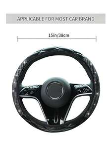 1PC Glittering Artificial Diamond Car Steering Wheel Cover, Bubble Net Pattern Handlebard Cover, Elastic Design With No Inner Ring, Suitable For O-Shaped And D-Shaped Steering Wheels, Size 15 Inches, Universal For Men And Women. - Multicolor - View 5