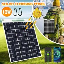 10W High Efficiency Portable Solar Panel 1pc Rechargeable USB Output Solar Charger Lightweight Outdoor Power Supply Suitable For Camping Travel Emergency Compatible With Phones Flashlights Small Digital Devices - Black - View 2
