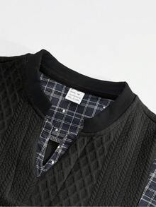 Sweatshirt Pullover Kasual Olahraga Kreatif untuk Pria, Atasan Pullover Lengan Panjang Longgar Leher V Serbaguna untuk Perjalanan Musim Semi/Gugur - Hitam - View 5