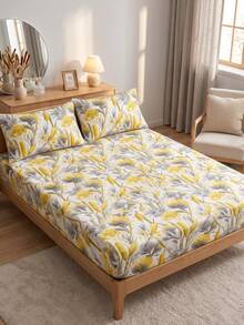 1pc Printed Fitted Sheet, Dorm Bedding Mattress Protector Bed Cover, Room Decor, Deep Pocket Dustproof Non‑Slip, Skin‑Friendly & Breathable, Supersoft & Lightweight, Fits Twin/Full/Queen/King, Machine Washable, Pillowcase Not Included - Multicolor - View 7