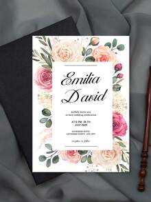1/10/50pcs Customized Floral Wedding Invitations, Personalized Wedding Invitation Cards, White Envelope Packaging, Wedding Supplies - Multi-color-paper - View 48