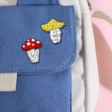 1pc Fun Mushroom Man Series Alloy Badge Creative Exquisite Niche Mushroom Man Butt Shaped Brooch Backpack Pin Accessory Jewelry - Multicolor - View 4