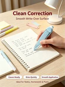 Pink Pen-Shaped Retractable Correction Tape, Creative Stationery Supplies, With Replaceable Ink Cartridge, Back To School Essential - A - View 8