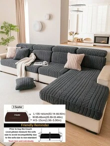1pc Plaid Embossed High Elastic L-Shaped Sofa Cover, Soft Skin-Friendly Easy To Clean Scratch-Resistant Sofa Pad Protector, Machine Washable All Season Pet-Friendly Sofa Cover, Suitable For 1/2/3 Seater And L-Shaped Corner Sofa - Dark Grey - View 15