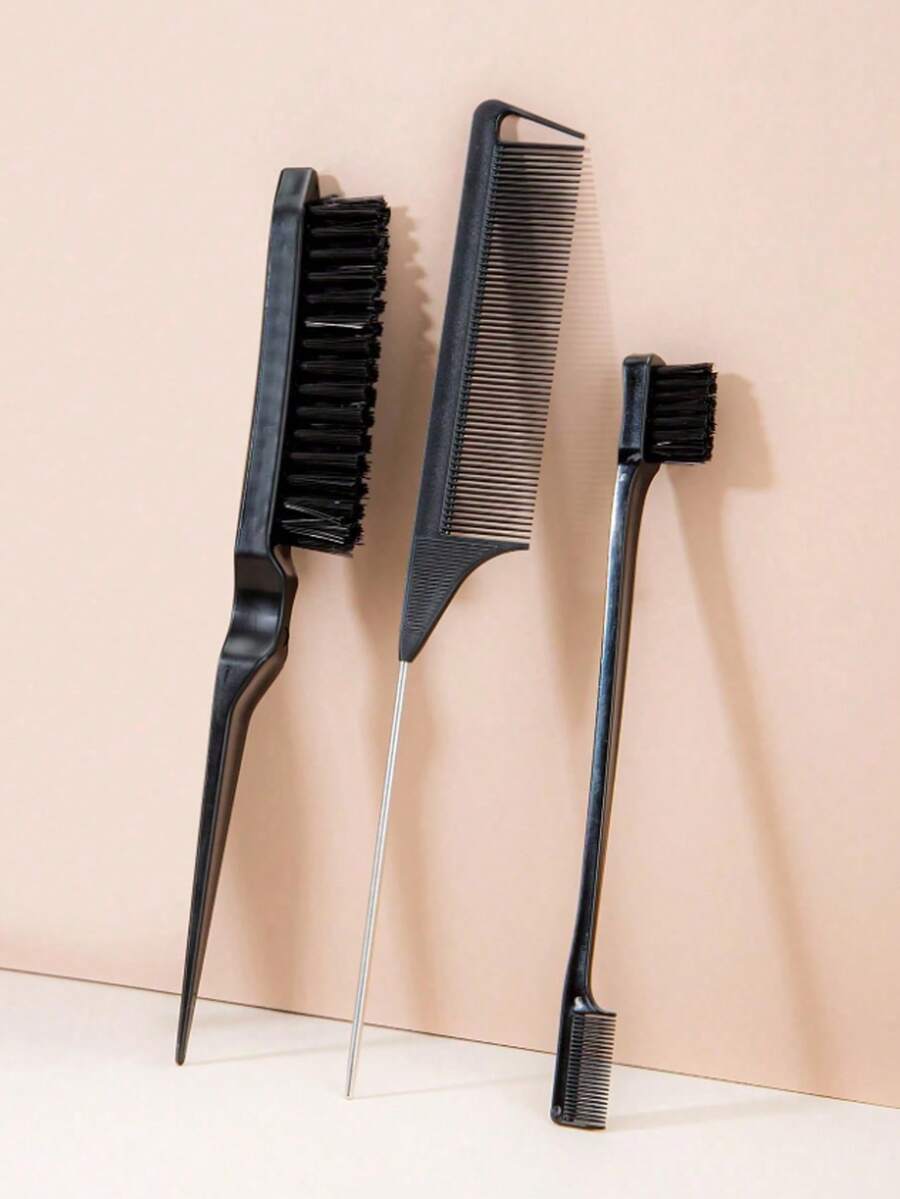 3pcs /1pc Hair Styling Comb Set, Teasing Hair Brush Rat Tail Comb Edge Brush, Hair Styling Comb Combs For Salon