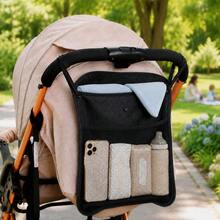 1pc Universal Double-Layer Stroller Hanging Storage Bag, Large Capacity Mesh Storage Bag, Suitable For Umbrella, Baby Bottle And Stroller Accessories - Multicolor - View 1