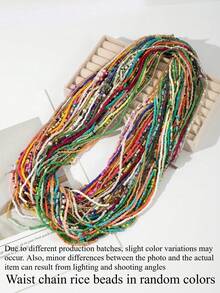 Random Color Bohemian Style Rainbow Acrylic Bead Body Chain Waist Jewelry Gift For Women (Waist Chain Bead Color Random) - Multicolor - View 1