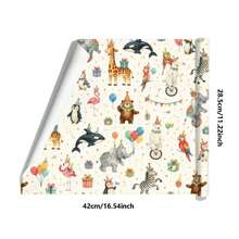 5/10 Lembar Kertas Pembungkus Kado Motif Sirkus Hewan, Pembungkus Kado untuk Anak Perempuan, Cocok untuk Ulang Tahun, Pernikahan, Acara Menyambut Bayi, Pertunangan, dan Kado Natal - MultiWarna - View 5