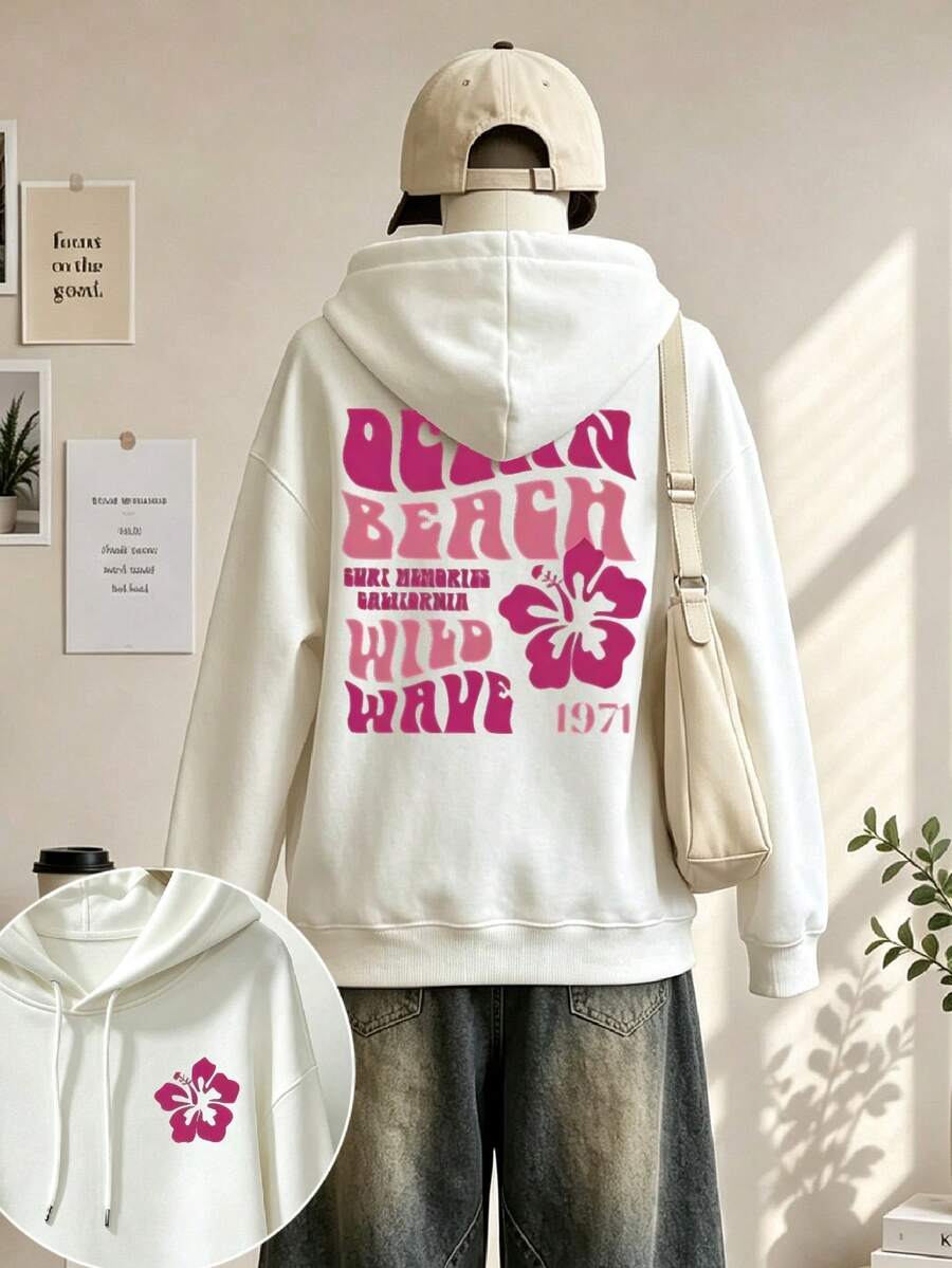 Women's Crewneck Sweatshirt, Travel Hoodie With Pockets, Cotton Top, Women's Autumn/Winter Basic Sweatshirt - White - View 1