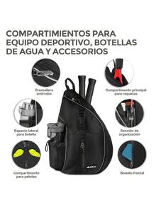 Hikeo Extra Large Padel Sports Backpack For 2 Rackets, Premium Waterproof Bag With Multiple Compartments For , Clothing, Balls, And Accessories - Black - View 5