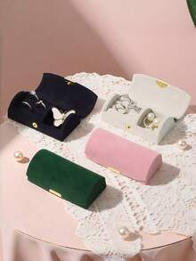 Portable Velvet Mini Jewelry Box, Fits Easily In Bag, Perfect For Travel And Storing Rings, Earrings, Pendants, Etc., Jewelry Box - 1 - View 5