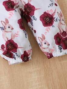 Newborn Baby Girl 3pcs Set Burgundy Flutter Sleeve Bodysuit, Pants & Headband Autumn Fashion Outfit - Burgundy - View 6