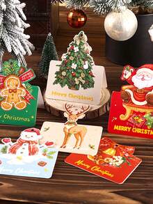 10-Pack Hanging Christmas Cards, 6 Creative Holiday Card Designs, Christmas Tree And Family Wall Decorations, Party Gift Decor Cards - Multicolor - View 6
