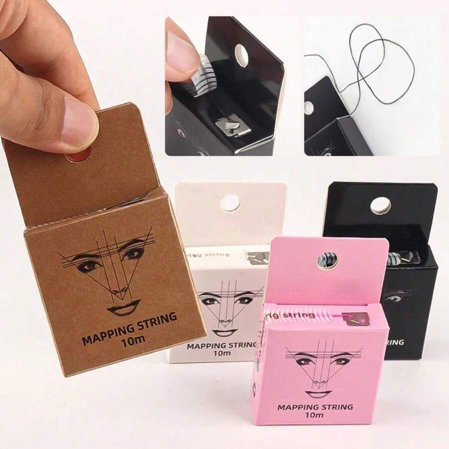 2pcs 10m Microblading Pre-Inked Mapping Thread, Semi-Permanent Eyebrow Positioning Measurement Line, Eyebrow Dyeing Line Positioning Makeup Tool - Multicolor - View 1