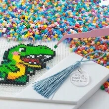 9400pcs 2.6mm Plastic Perler Beads Random Mixed Colors (Includes 1 Pack Of Beads) Suitable For DIY Handmade Iron-On Bead Art Projects, Keychain Decoration, Suitable For Beginners And Craft Enthusiasts - Multicolor - View 5