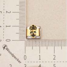 1pc Gold & Silver Tone Italian Modular Bracelet Chain, Ocean & Nature Theme 3D Enamel Pendant, Pearl & Crystal Inlaid DIY Jewelry Accessory - Side Gold Module - View 20