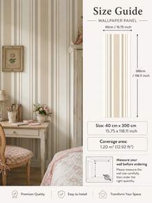 SUPSTICKER Matching Floral & Stripe Peel And Stick Wallpaper Collection, Self-Adhesive Removable Wallpaper For Living Room, Bedroom & Entryway, Choose Your Pattern - 1PC - View 15