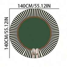1pc American Vintage Mid-Century Modern Dark Green & Black White Striped Artistic Area Rug, Personalized Aesthetic Decorative Carpet, Large Round Rug For Living Room Sofa Side High-End Reception Area, INS Style Space Aesthetic Atmosphere Rug, Dopamine High-End Vintage Dandy Movie Vibe Soft Furnishing Accent, Large Area Rug, Floor Mat, Home Decor, Area Rug, Casual Rug, Round Rug, Living Room Large Rug, Washable Carpet - Multicolor - View 15