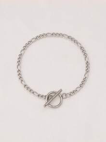 1pc Stainless Steel Minimalist Bracelet Gold Color Chain Toggle Clasp Cuban Curb Chain Basic Bracelets For Men Women Jewelry - Bracelet - View 23