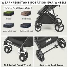 UBRAVOO 2-In-1 Baby Stroller – Foldable, Featuring A Reversible Seat, Canopy, Shopping Basket, And Cup Holder; Lightweight Design. - Black - View 5