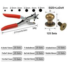 95-140sets Round Head Ball Post Studs Brass Buttons Screwback Nail Rivets Leather Bag Craft Hardware DIY Accessories Buckles With Hole Punch Tool - A - View 13