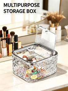 1pc Square Storage Box, Large Capacity For Jewelry, Hair Accessories, Earrings And Small Items, Furniture Office Study Desk Organizer, Jewelry Storage Box, Drawer Cosmetic Organizer, Bedroom Decor Desk Organizer, Home Desk Drawer Storage Box - Multicolor - View 9