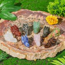 1pc Natural Crystal Dragon Head Carving, Hand-Carved Raw Stone Animal Ornament, Home Decor Collectible, Unique Holiday Gift, Suitable For Collectors - Multicolor - View 4