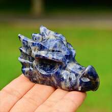 1pc Natural Crystal Dragon Head Carving, Hand-Carved Raw Stone Animal Ornament, Home Decor Collectible, Unique Holiday Gift, Suitable For Collectors - Multicolor - View 6