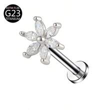 1件 G23鈦金內螺紋 1.0/1.2mm 蝴蝶、花朵、愛心、十字造型耳釘/軟骨穿刺飾品，適合女性日常配戴 - 銀色 - 查看 26