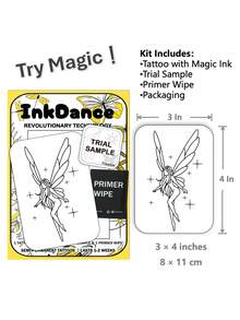 1 Set "Elf" Goddess Revolutionary Technology Tattoo, Semi-Permanent Tattoo, Temporary Tattoo, Long-Lasting, Realistic Tattoo, Waterproof, Real Tattoo Effect, Plant-Based, InkDance, Ink Dance, Gift, Girls' Supplies X058 - Black - View 3