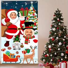 Spanduk Selamat Natal untuk Teras - Poliester, Tidak Membutuhkan Listrik, Cocok untuk Dekorasi Liburan Luar Ruangan dan Latar Belakang Pesta - Gambar potongan Santa Claus - View 8