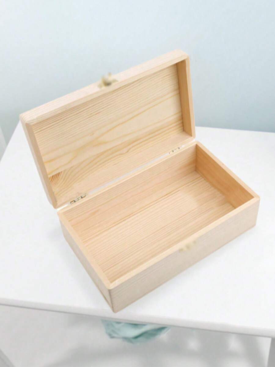 1pc Wooden Storage Box - Handmade, Jewelry & Cosmetics Organizer, Desktop Accessory, Gift Box, Keepsake Box, Ample Storage Space, Suitable For Home Organization, Perfect For Storing Jewelry And Cosmetics, (Slight Color Variation In Wood Is Normal)
