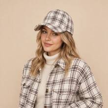 Women's Vintage Chic Autumn/Winter Warm Wool Baseball Cap, Windproof Versatile Duck Bill Hat For Travel And Daily Wear - Vintage Plaid - View 11