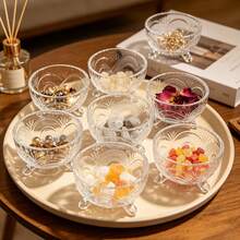 6PCS 10cm*6cm Three‑Footed Embossed Glass Bowls Dessert Snack Serving Bowl Set - View 7