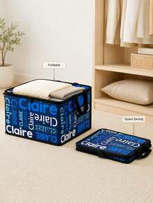 Customized Name Storage Box - Large Capacity Foldable Luggage, Suitable For Travel, Laundry Room | Non-Foldable Zipper Closure Storage Box, Can Print Name/Text, Suitable For Clothing, Bedding And Holiday Decorations, Underbed Storage - Multicolor - View 2