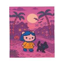 Printed Design Non Texture Blanket,  Halloween Night Neighborhood Pattern Blanket, High Quality Clear Printing That Is Durable And Long Lasting, Perfect For Halloween Holiday Decoration And Festival Gifting - Multicolor - View 5