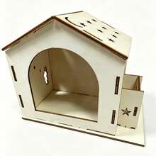 Medium Rabbit Castle, Wooden Rabbit House And Hay Feeder, Detachable Rabbit Hideout, Indoor Hamster Castle, Small Animal House And Habitat, Suitable For Small Rabbits, Ferrets And Other Small Animals (1 House With Feeder) - one-size - View 7