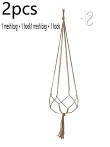 Handmade Woven Plant Hanging Basket, Bohemian Style Hanging Planter, Strong Load-Bearing, Indoor/Outdoor Greenery Hanging Rope, Space-Saving, Cat-Proof, Suitable For Balcony/Living Room/Garden Decoration - Multicolor - View 6