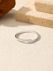 MODIAN D Color Moissanite Stackable Ring 925 Sterling Silver Parallel Bar Lab Diamond Delicate Finger Rings For Women Jewelry - Silver - View 6