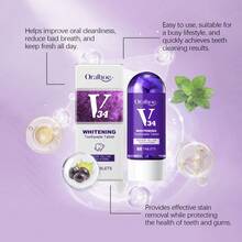 Solid Toothpaste Tablets. Cleans Yellow Teeth And Plaque. Freshens Oral Odor. Oral Care. Can Brighten And Whiten Teeth, Effectively Remove Yellowing. Convenient To Use, Gentle And Non-Irritating To Oral Cavity. Portable Cleaning Tablets - Purple - View 5