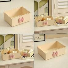 1 Set Bowknot Storage Box, Vanity Makeup Organizer, Bathroom Countertop Storage, Desk Stationery Organizer, Cream Color, Yellow Bowknot Storage Box, Multi-Color Options, Home Miscellaneous Storage Basket, Includes Box Accessories - Multicolor - View 6