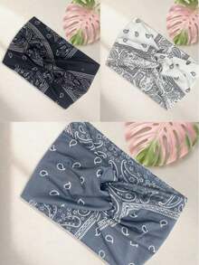 3pcs Paisley Pattern Casual Polyester (Polyester) Paisley Flower Headband Paisley Pattern Wide Headband Sports Yoga Sweat-Absorbing Elastic Headscarf Headband All Season Wearable - Multicolor - View 10