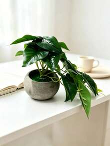 1pc Artificial Potted Plant For Home Decor, Valentine Day, Gift Gifts Birthday Graduation - Green - View 2