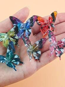 15pcs/Acrylic 3D Butterfly Beads, Random Color Distribution, Suitable For Decorating Pens, Keychains And Various Jewelry Projects, Including Bracelets, Necklaces And Earrings - Multicolor - View 6