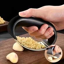 1Set Ergonomic Curved 2‑In‑1 Garlic Press Set, Labor‑Saving Stainless Steel Garlic Mincer With Clear Storage Container, Easy‑Clean Handheld Ring‑Shape Garlic Crusher Gadget For Home Cooking, Sauce Making, Hot Pot, Daily Kitchen Meal Prep - Multicolor - View 8