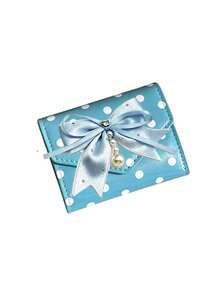 Pearl Bow Polka Dot Wallet, Fashionable Pu Small Wallet, Envelope Design Pu Leather Card Wallet, Id Card Storage Bag - Multicolor - View 13