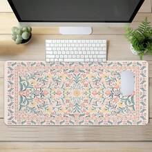 Pink Floral Pattern Desk Mat, Non-Slip Rubber Bottom, Fine Stitched Edges, Can Be Used As Mouse Pad, Study Mat, Keyboard Pad, Multiple Sizes Available, Ideal Holiday Gift - Computer Keyboard Pad, Laptop Pad, Suitable For Gamers, Office Workers And Students - View 7